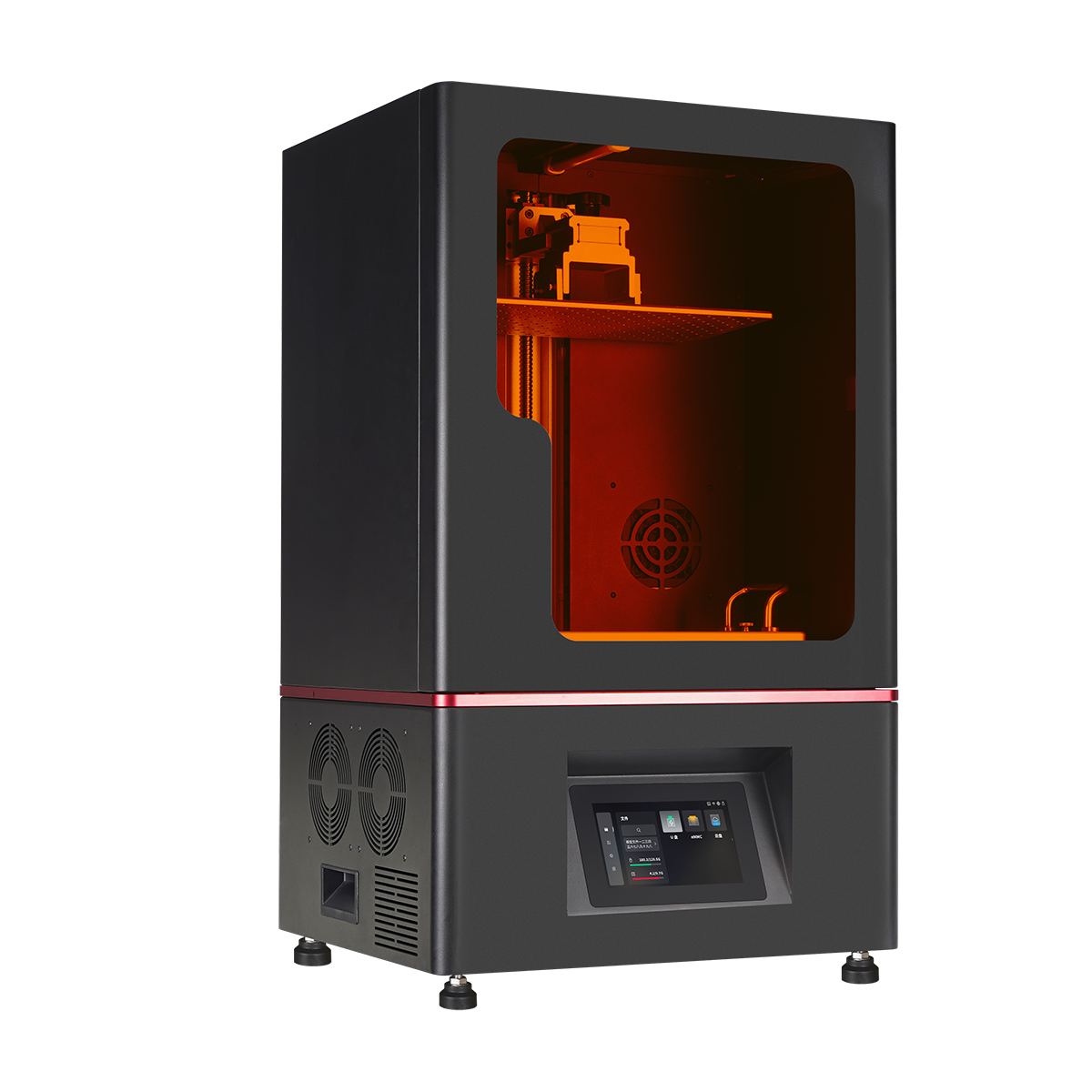 Accesorios de una impresora 3D de resina preparados para su comprobación
