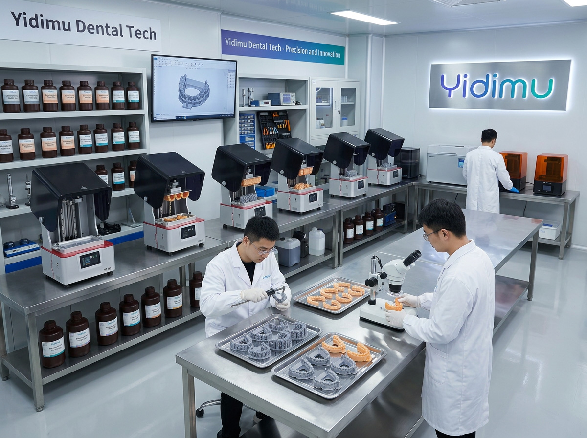 Área técnica de Yidimu con impresoras 3D de resina y equipos de prueba