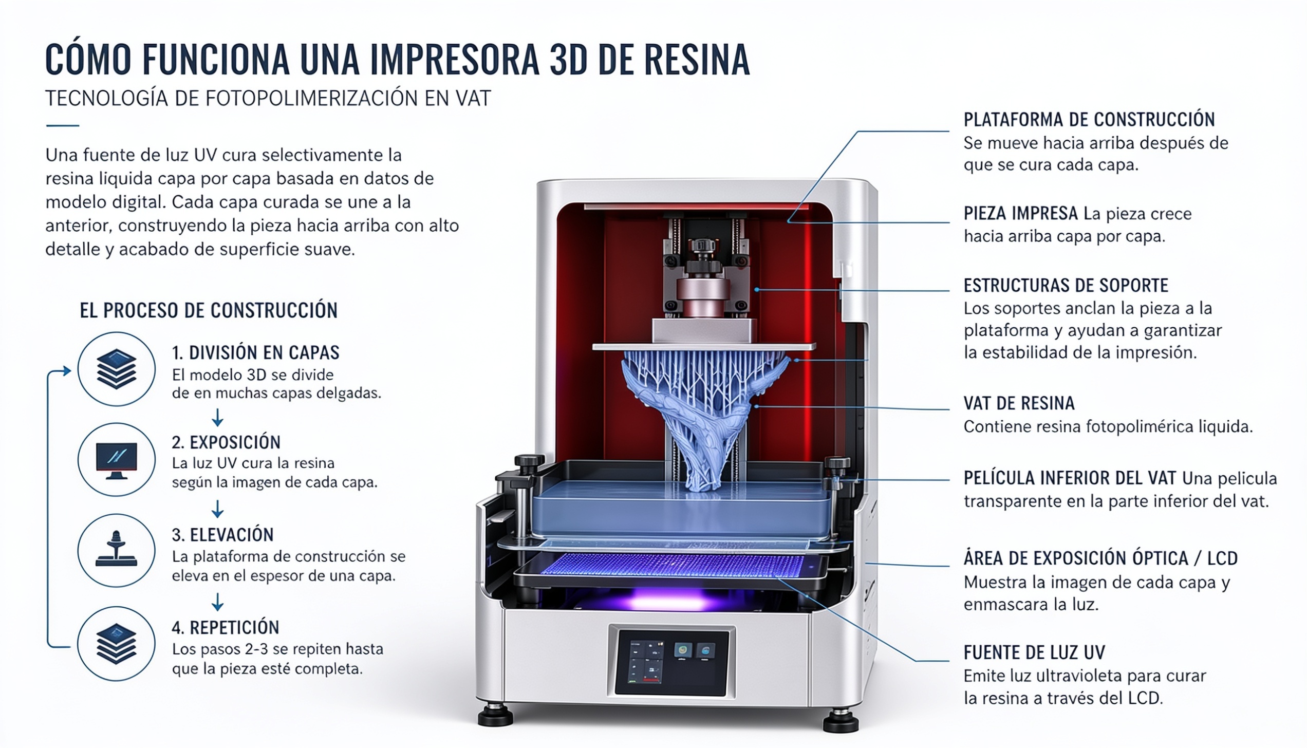 cómo funciona una impresora 3d de resina proceso completo