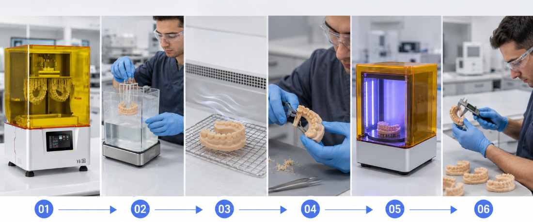 Flujo profesional de impresión 3D dental con equipos Yidimu