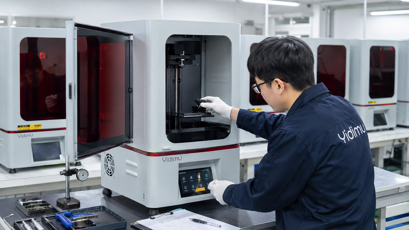 Proceso de calibración de una impresora 3D de resina Yidimu